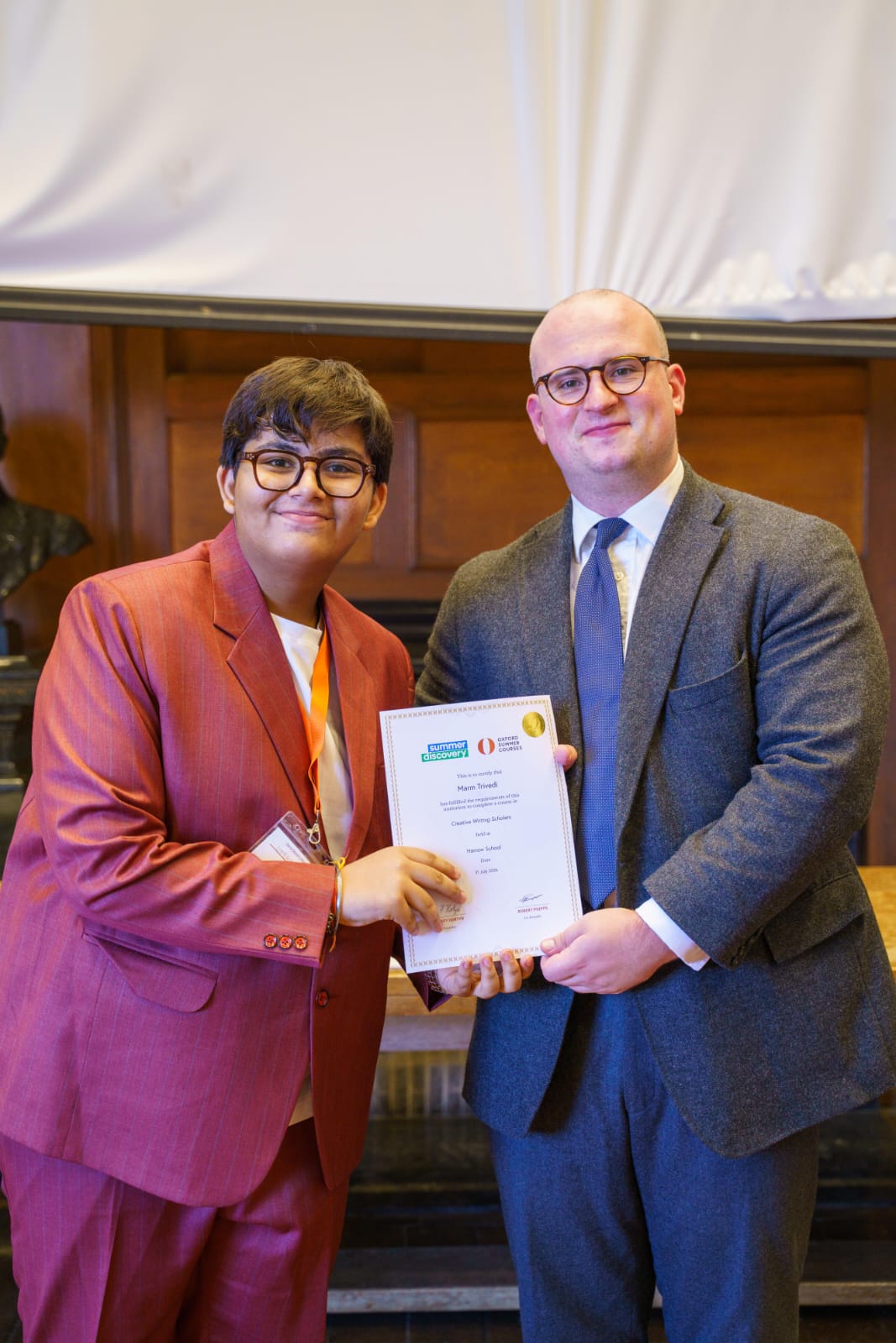 Marm’s Creative Writing Scholars programme recognition at Harrow School